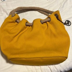 Michael Kors yellow canvas drawstring tote